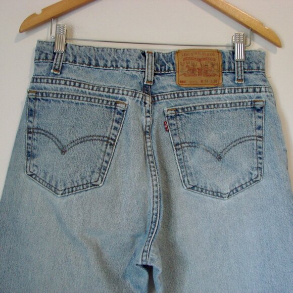 Vintage Levi's 550 Jeans Relaxed Fit Tapered Leg Black Batwing 1991 90s 34 x 30 - Picture 11 of 15